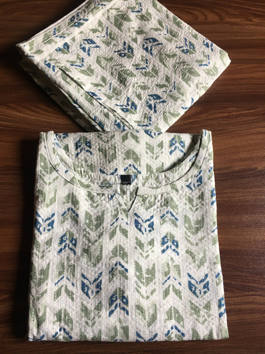 Katha Arrow - Green Blue - Cord Set - Pure Cotton