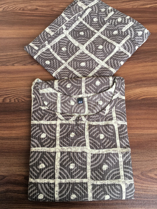 Katha Work - Square & Circle - Brown - Cord Set - Pure Cotton
