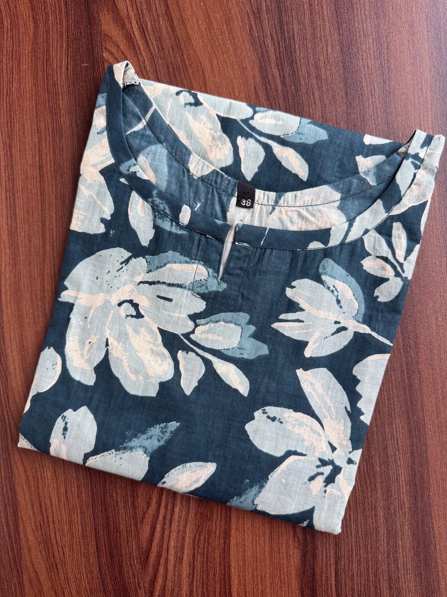 Jasmine White Flower - Peacock Blue - Cord Set - Pure Cotton