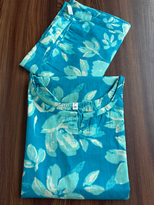 Jasmine White Flower - Firozi - Cord Set - Pure Cotton