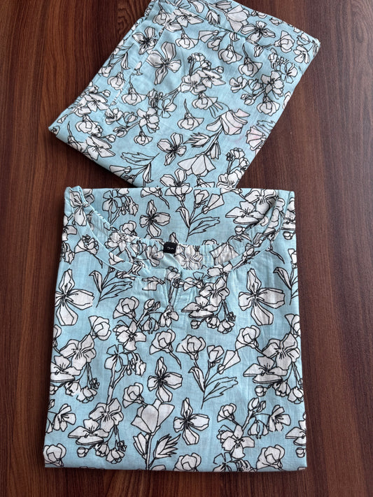 Sky Blue Tulip Flower - Cord Set - Pure Cotton