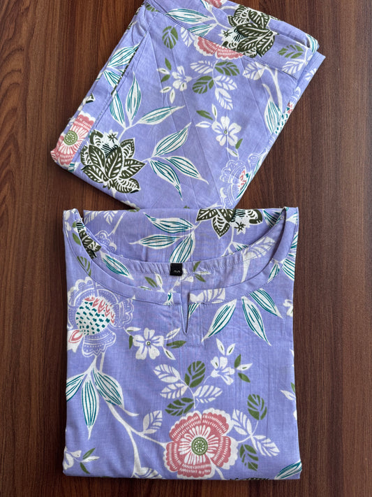 Lavender Green Flower - Cord Set - Pure Cotton