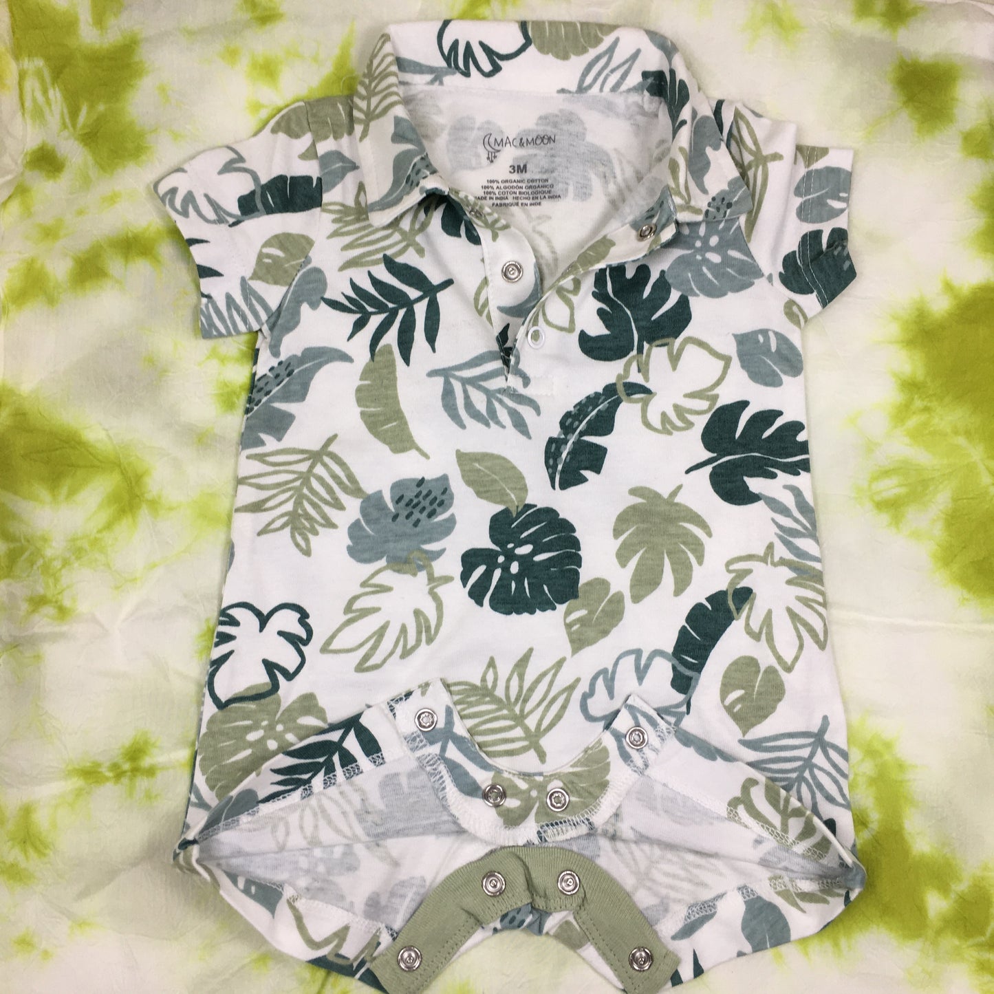 Organic Cotton Romper in Leaf Print - No - 3