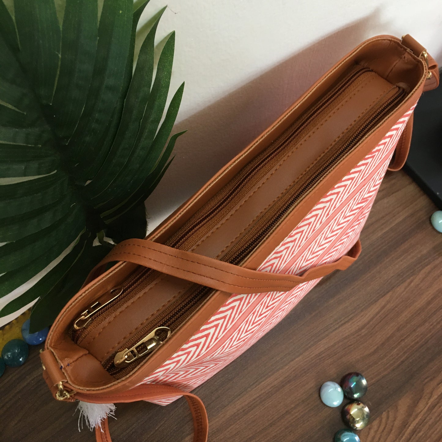 Minsk - 3 zip- Big size - Sling Bag - D no - 41 - Peachy / orange