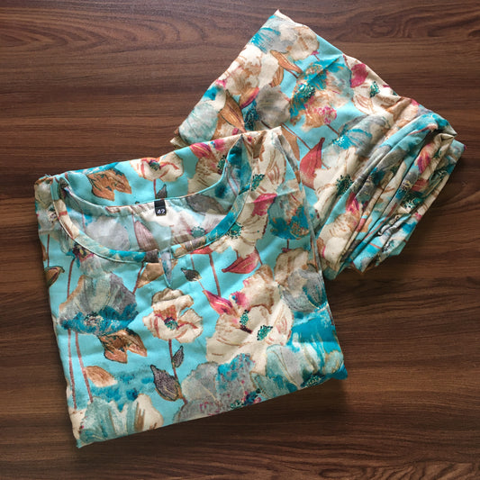 Soft Rayon- Sky Blue White - Cord Set