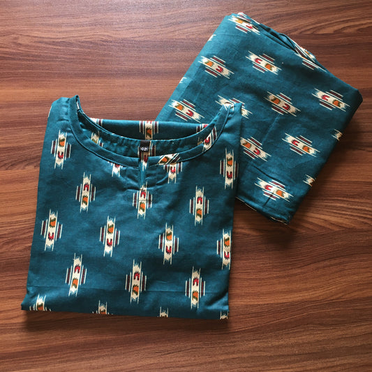 Peacock Blue Ajrakh - Cord Set - Pure Cotton