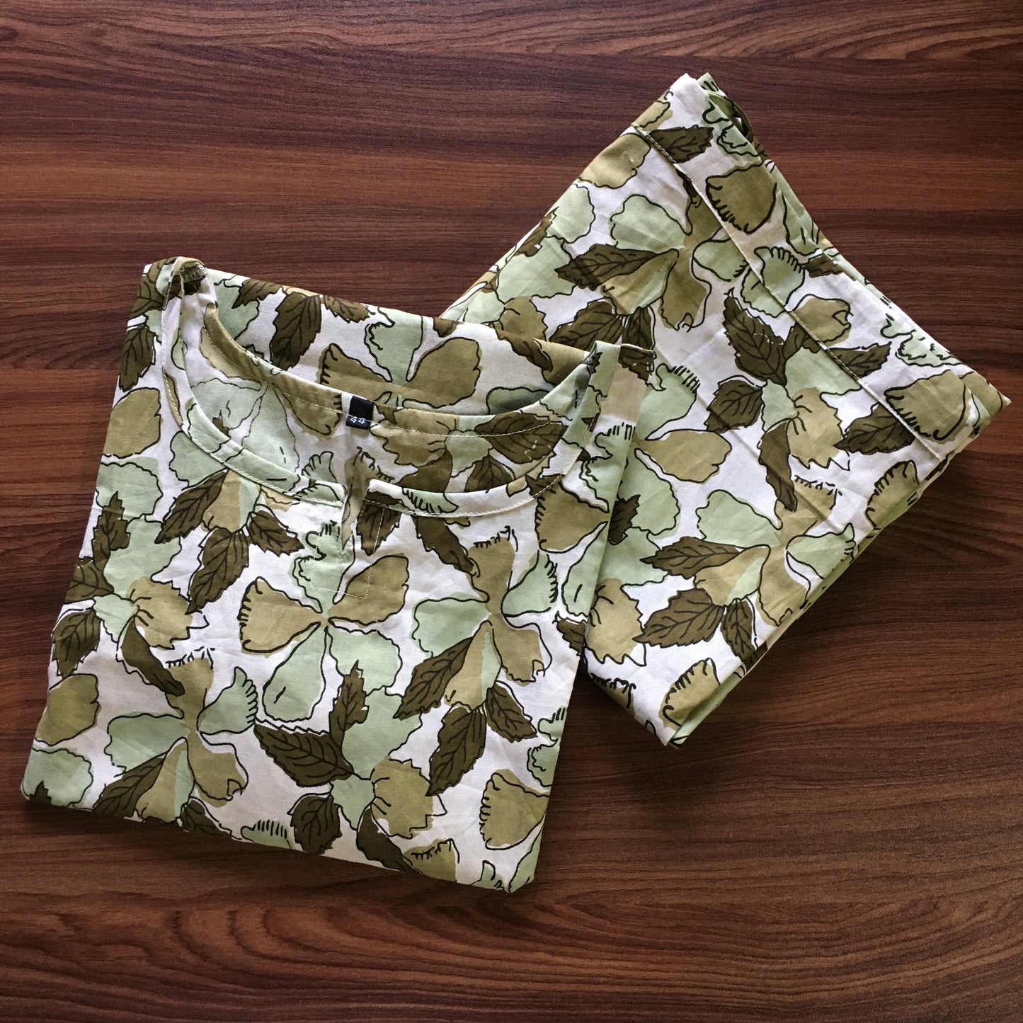 Flower & Leafs - Green - Cord Set - Pure Cotton