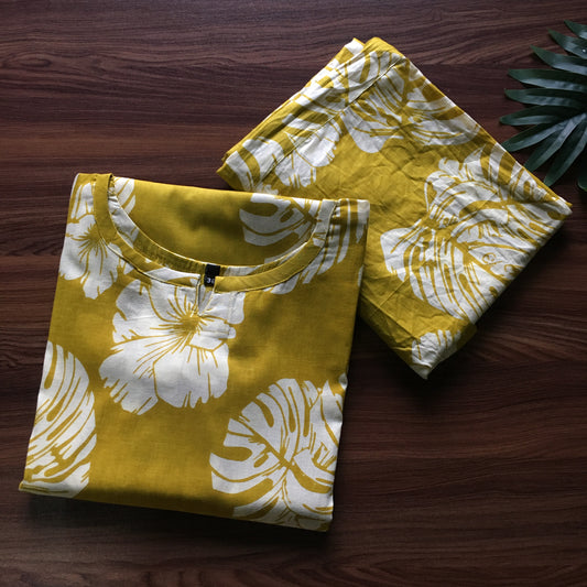 Swiss Cheese Leaf - Yellow - Cord Set - Pure Cotton