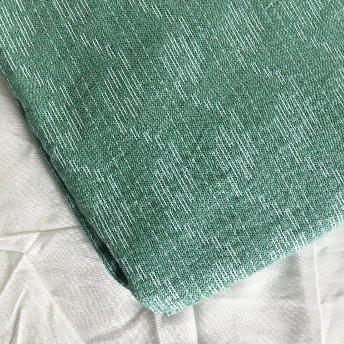 Pista Green Katha work Cotton Kurti- Knee Length - 3805