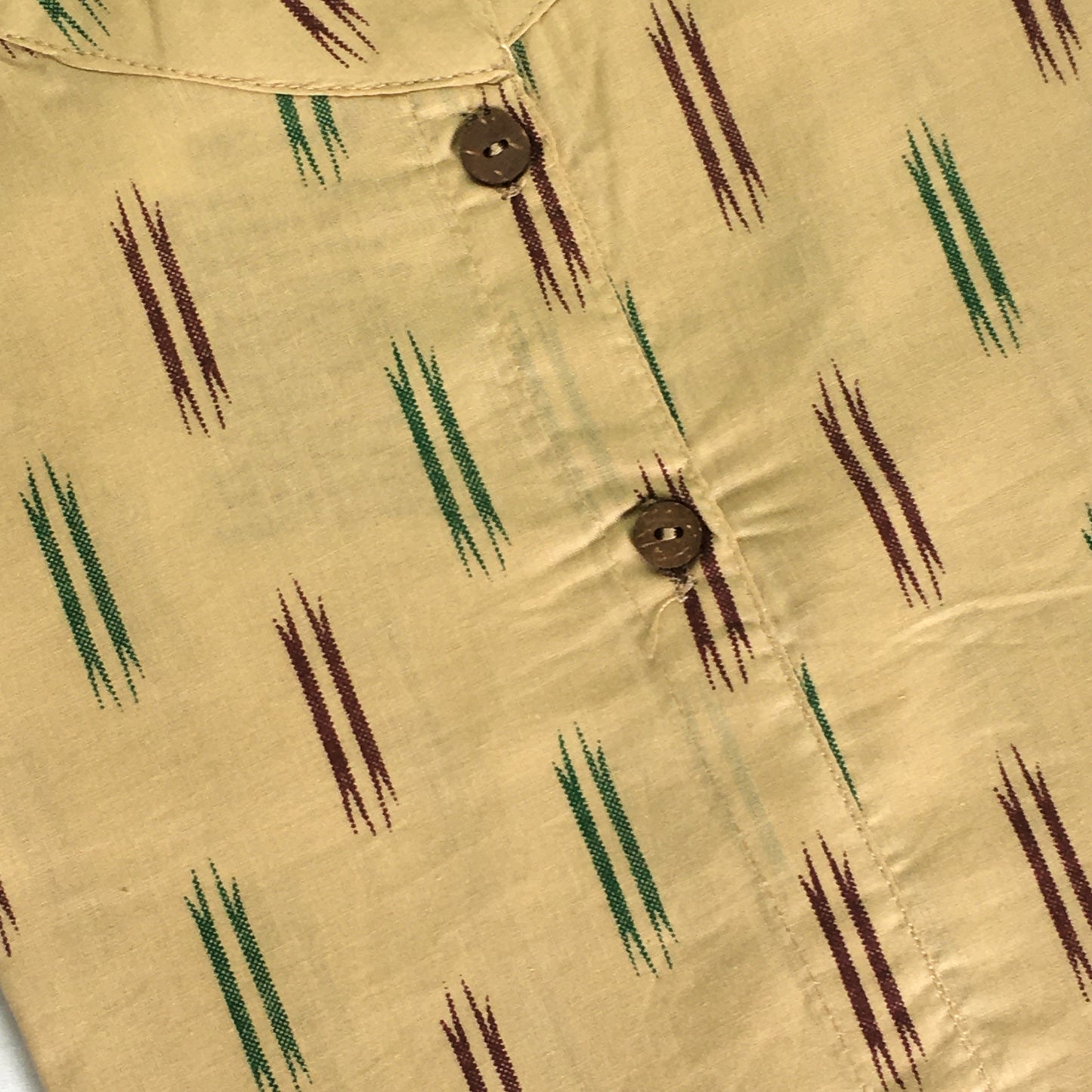 Beige Cotton Ikat Straight Kurta - 3443