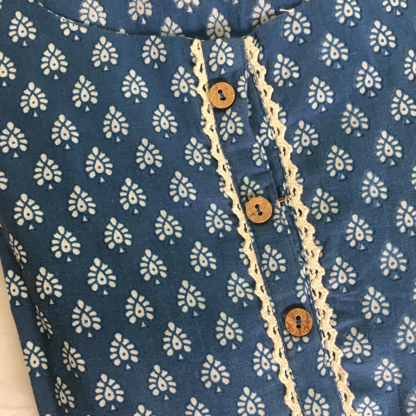 Blue Cotton Ethnic Motifs Flared Kurta - 3956