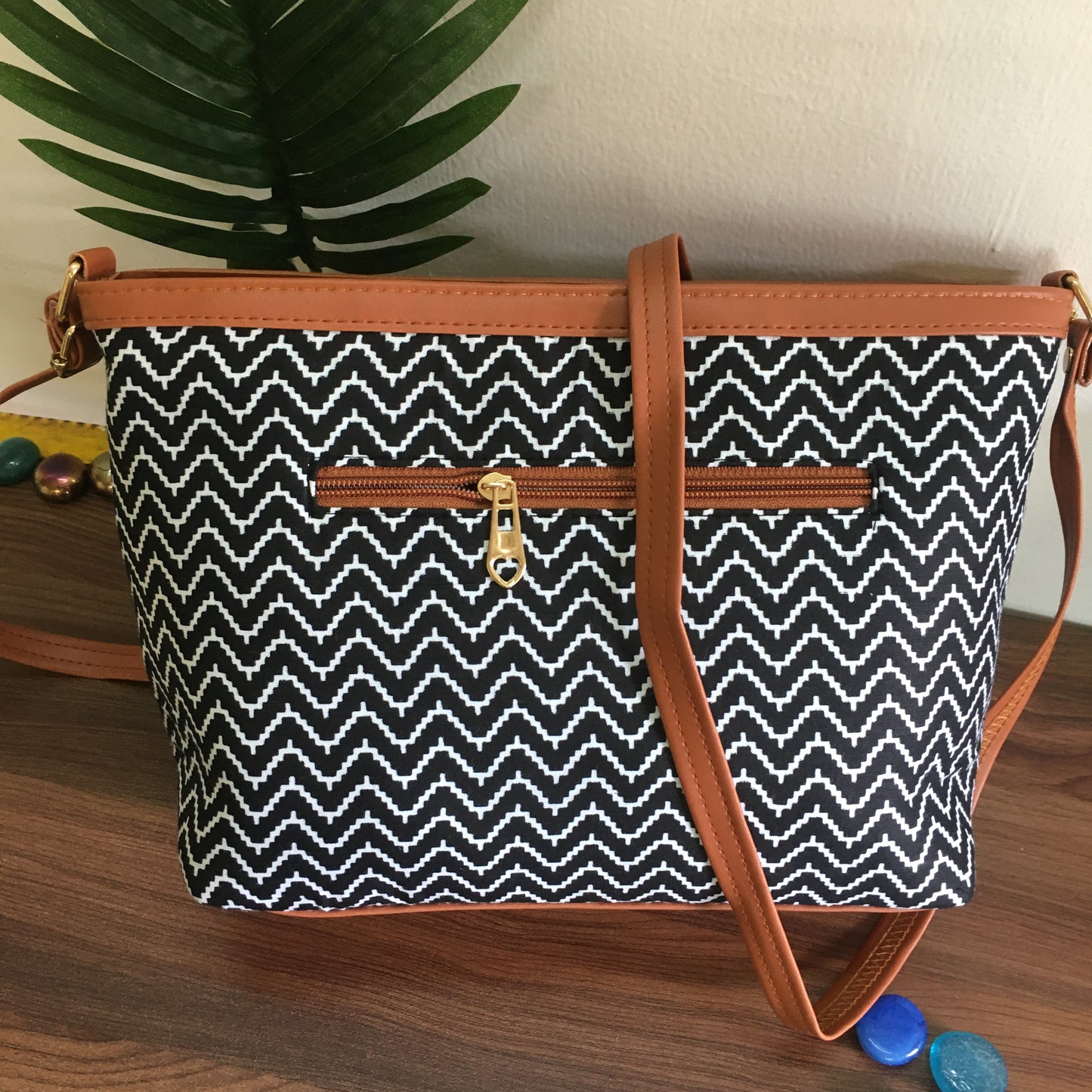 Minsk - 3 zip- Big size - Sling Bag - Black wave
