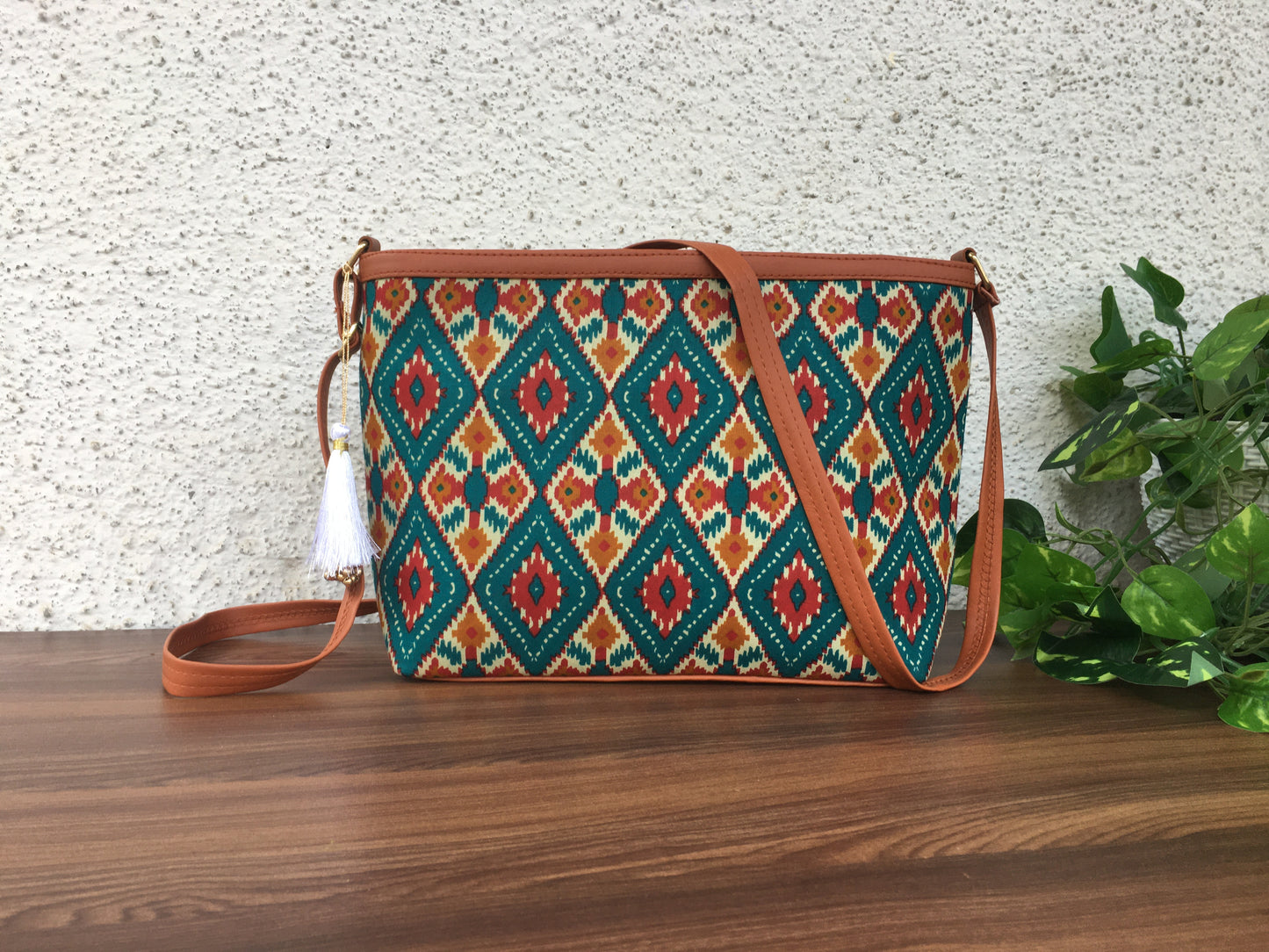 Minsk - 3 zip- Big size - Sling Bag - 4 Tone Firozi