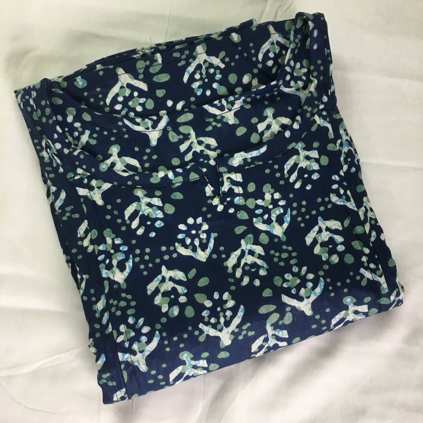 Maternity / Feeding Zips - Kaftan - Free Size - Pure Cotton - Dno - 35 - Blue