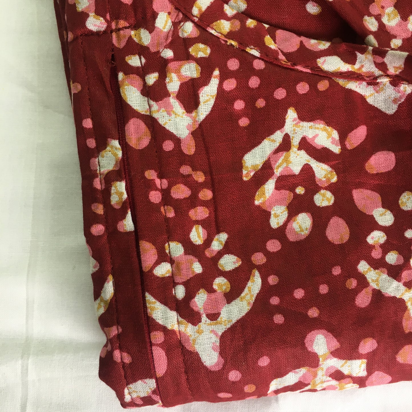 Maternity / Feeding Zips - Kaftan - Free Size - Pure Cotton - Batik Flower - Maroon