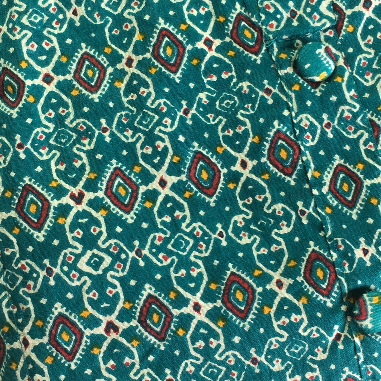 Maternity Kurti with Feeding Zips - Pure Cotton - Kalamkari Ajrakh Firozi