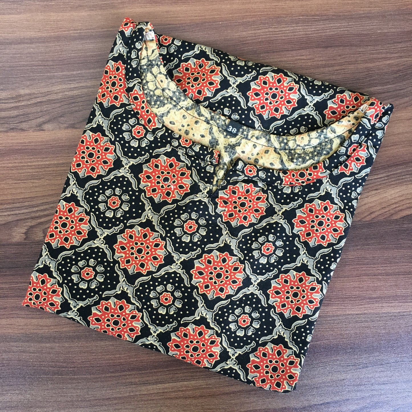 Ajrakh Black Grey Flower - Cord Set - Pure Cotton