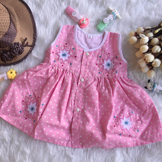 Baby Frock - Dno 816 - Baby Pink