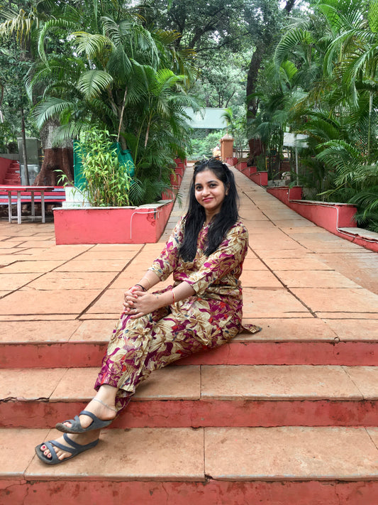 Cord Set - Hibiscus Pink Gold - Soft Rayon