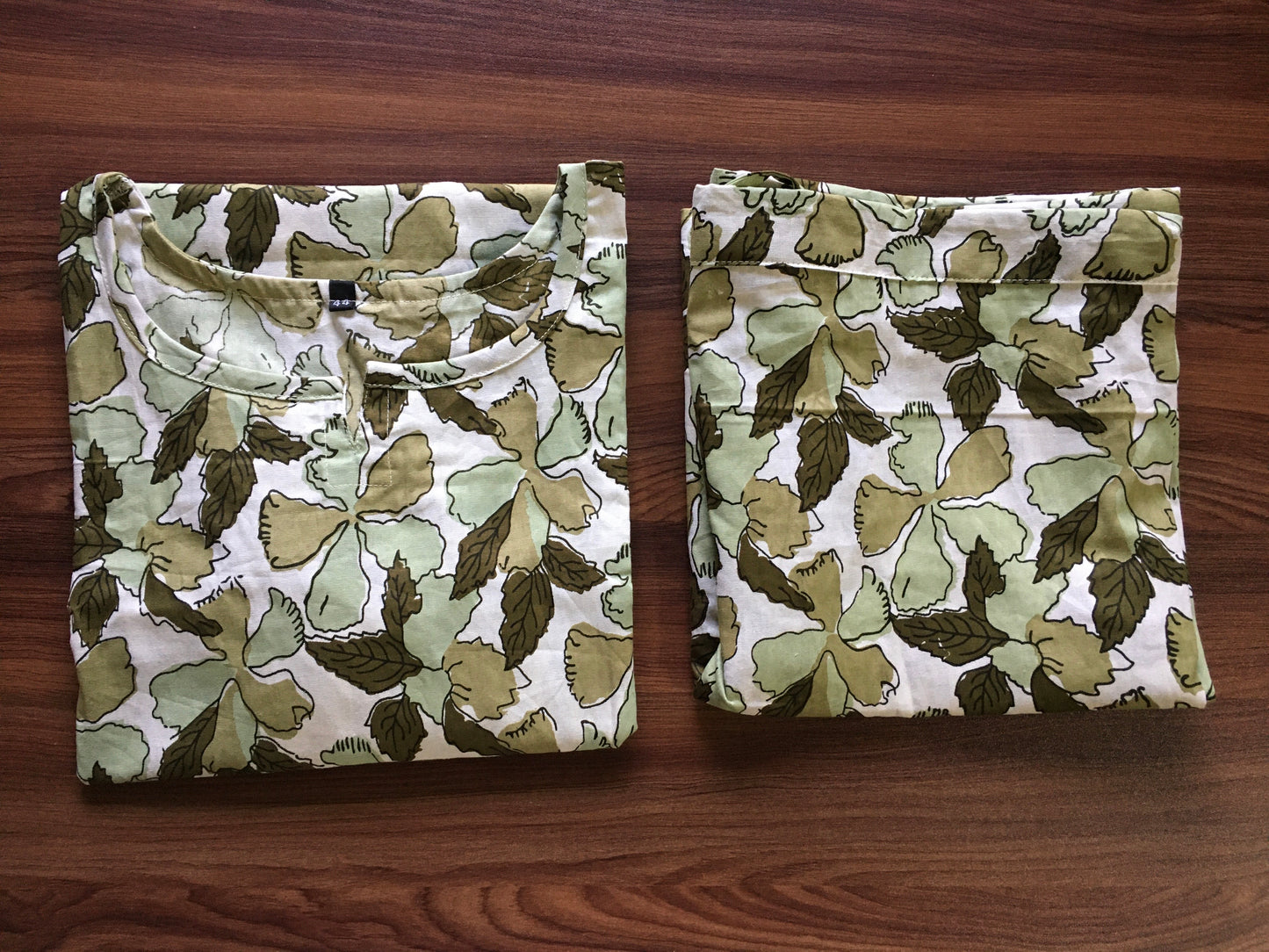 Flower & Leafs - Green - Cord Set - Pure Cotton