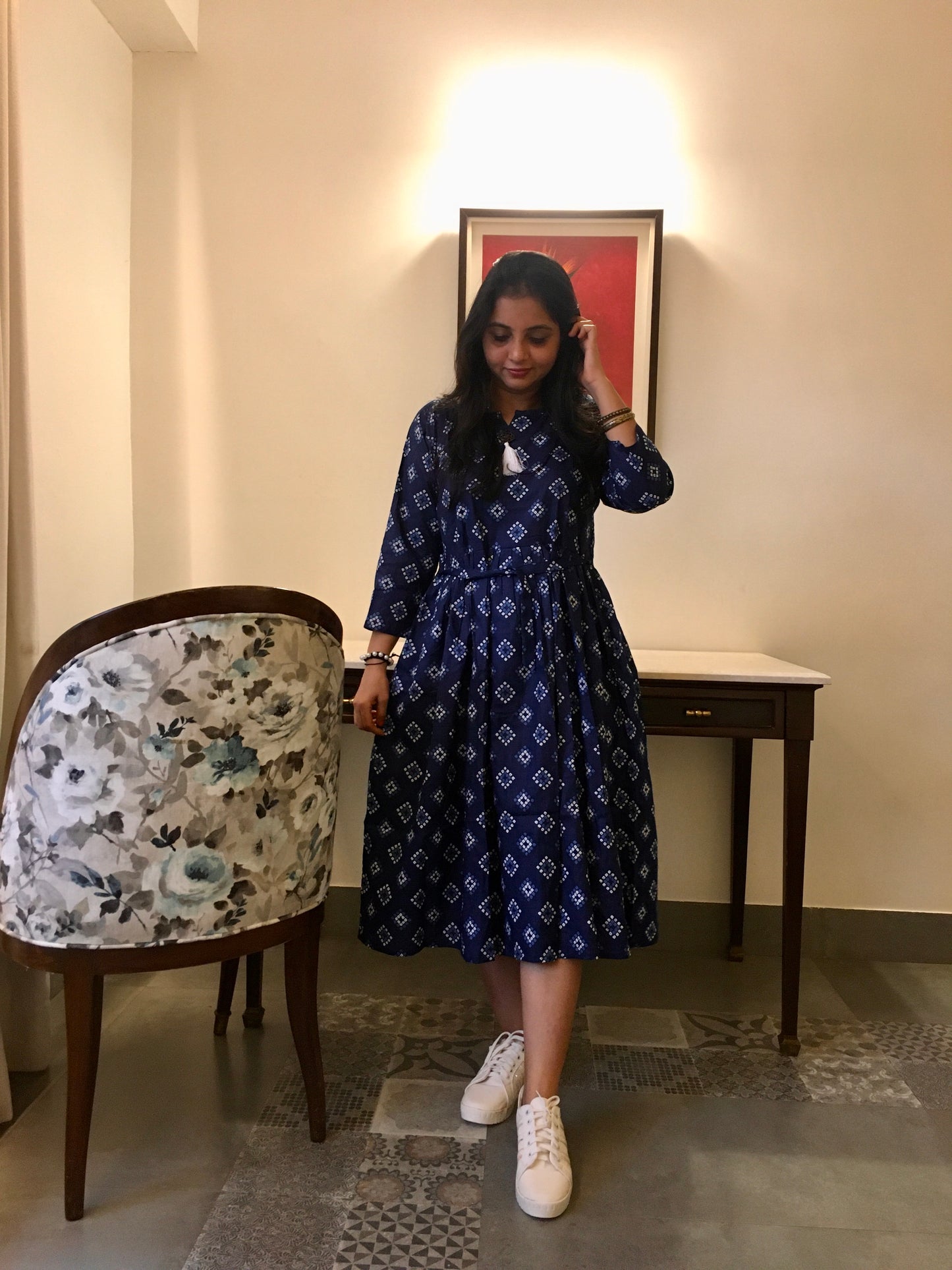 New York Style - Flared Dress - Maternity Suitable - Blue Square