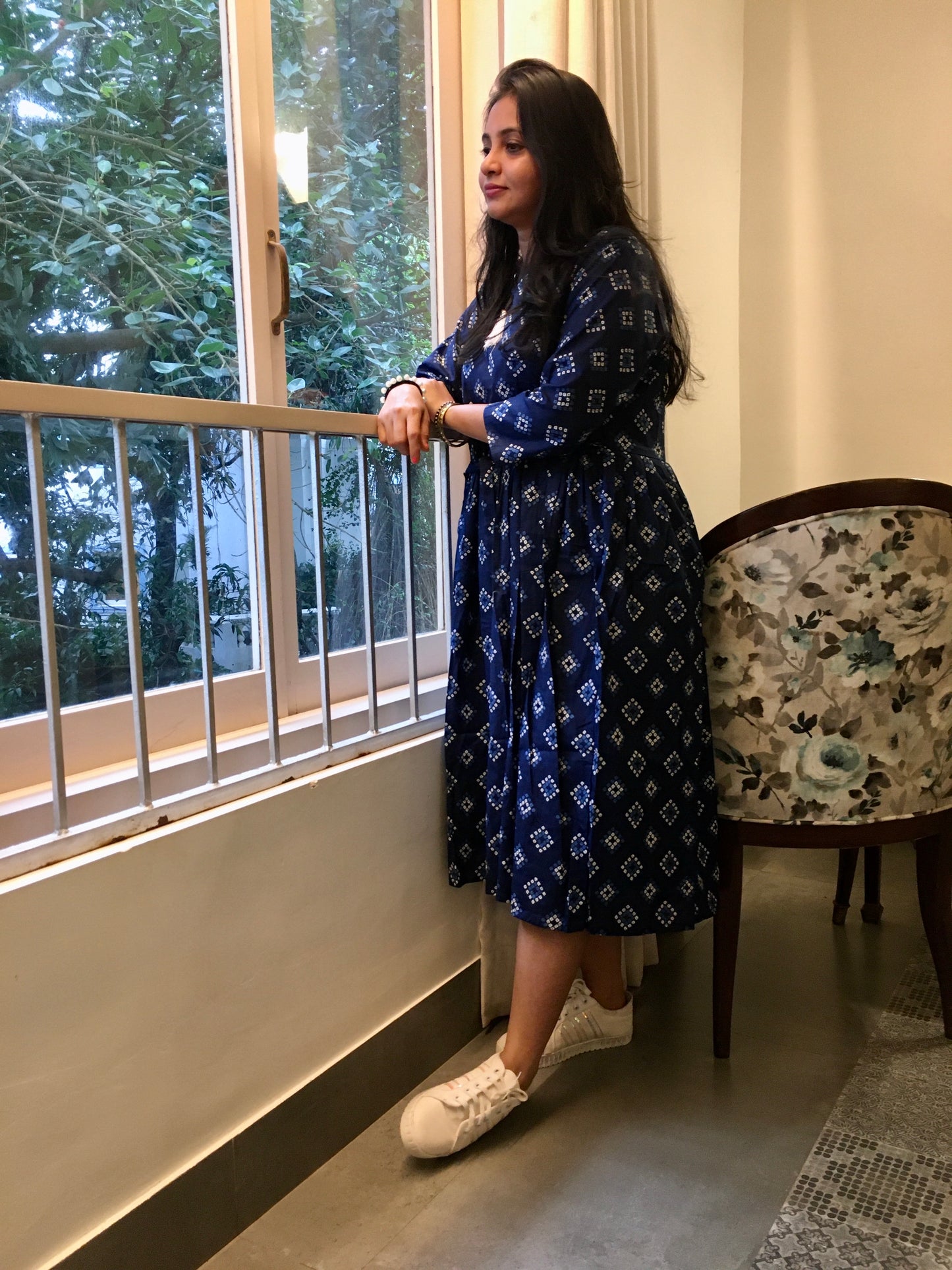 New York Style - Flared Dress - Maternity Suitable - Blue Square