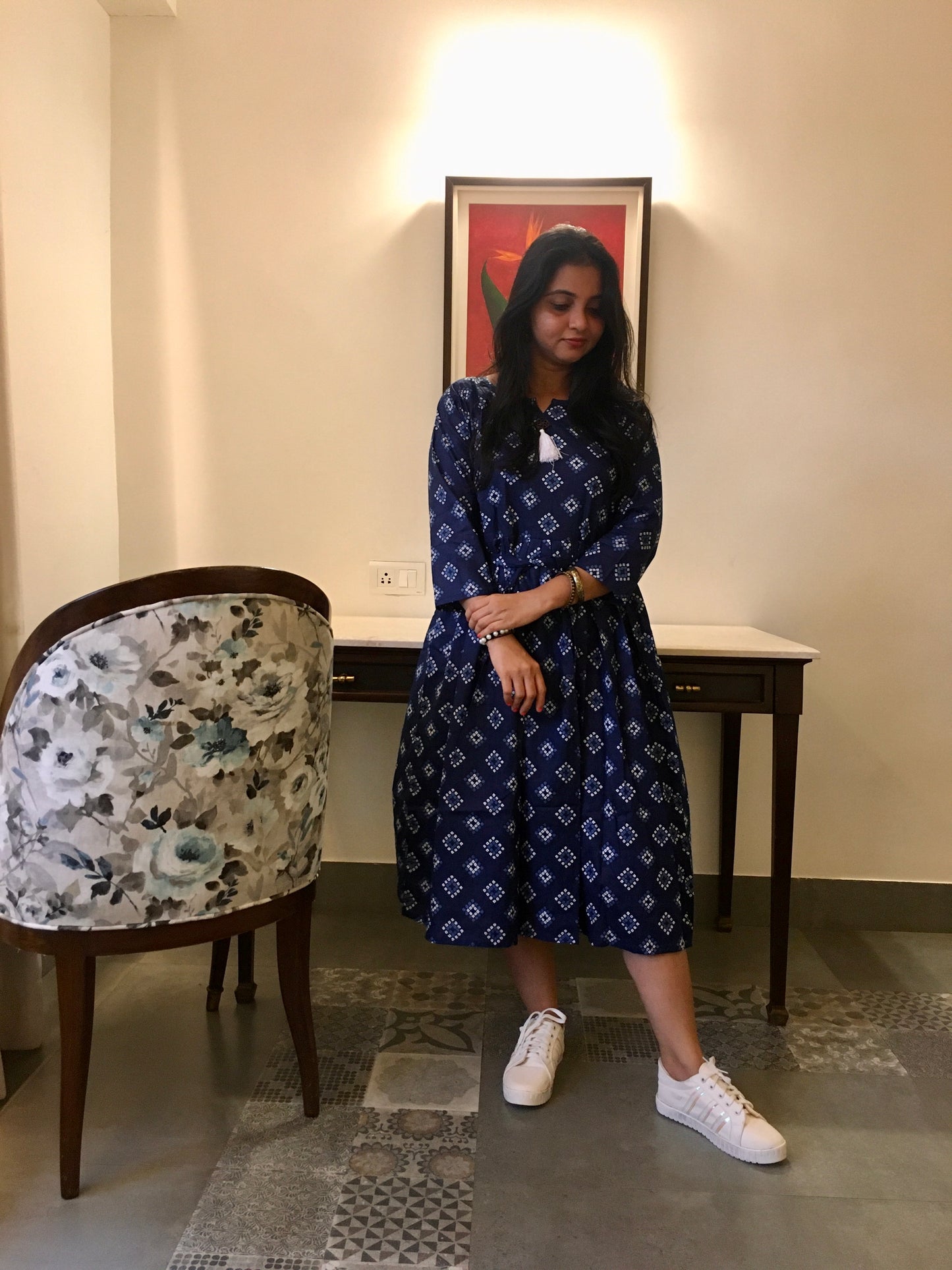New York Style - Flared Dress - Maternity Suitable - Blue Square
