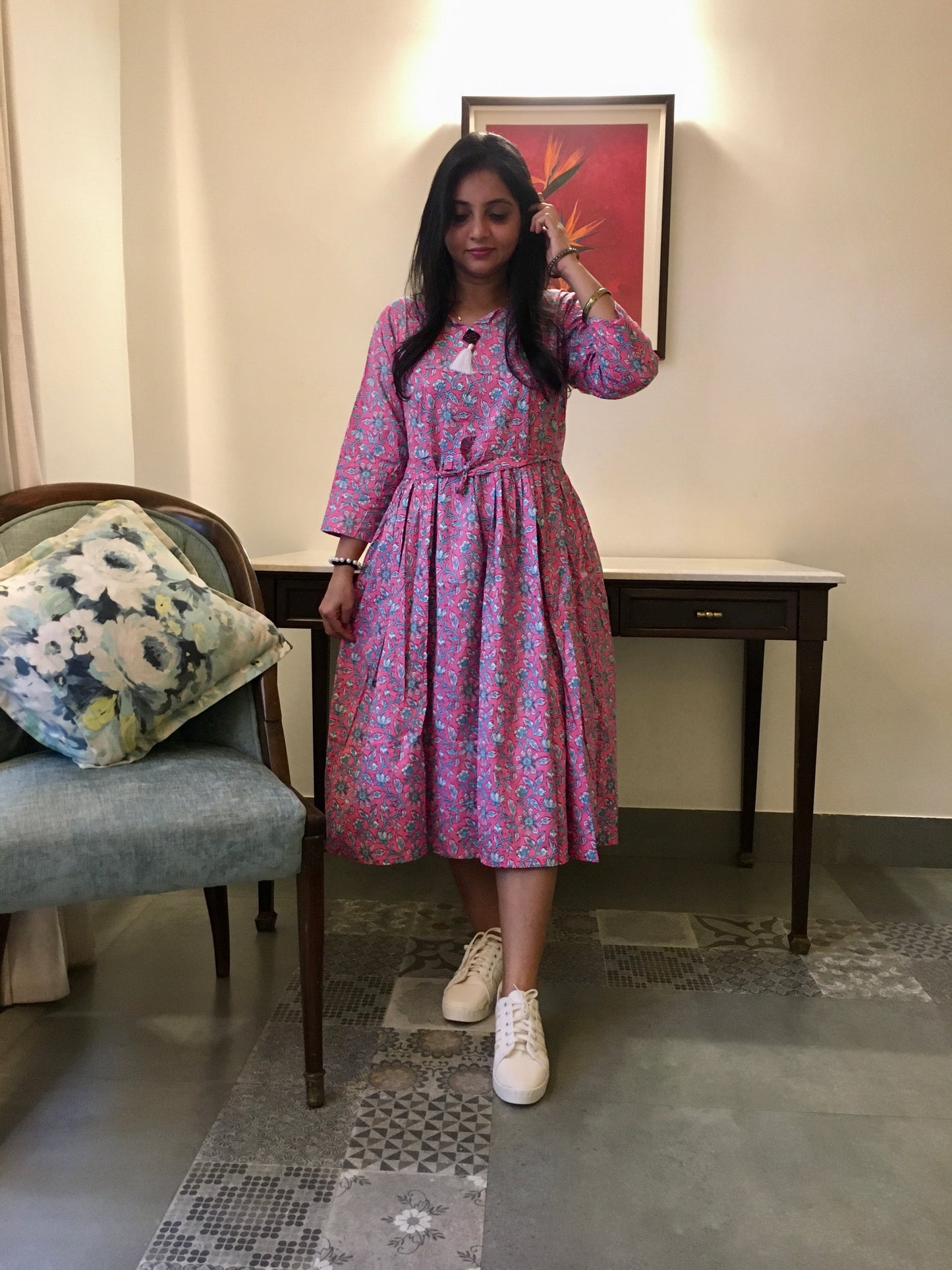 New York Style - Flared Dress - Maternity Suitable -Raani Multi Flower Prints