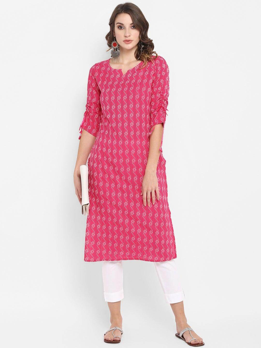 Raani Katha Cotton Kurti- Knee Length - 3405