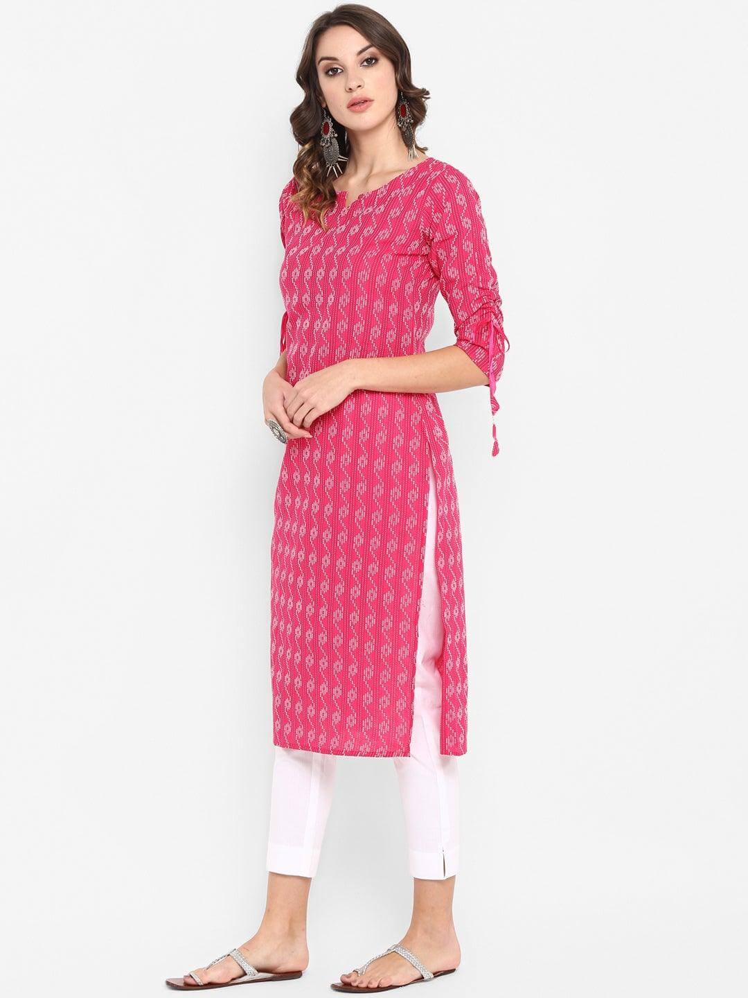 Raani Katha Cotton Kurti- Knee Length - 3405