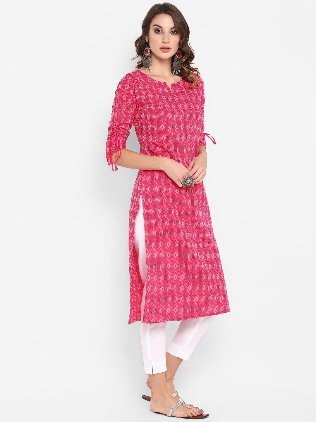 Raani Katha Cotton Kurti- Knee Length - 3405