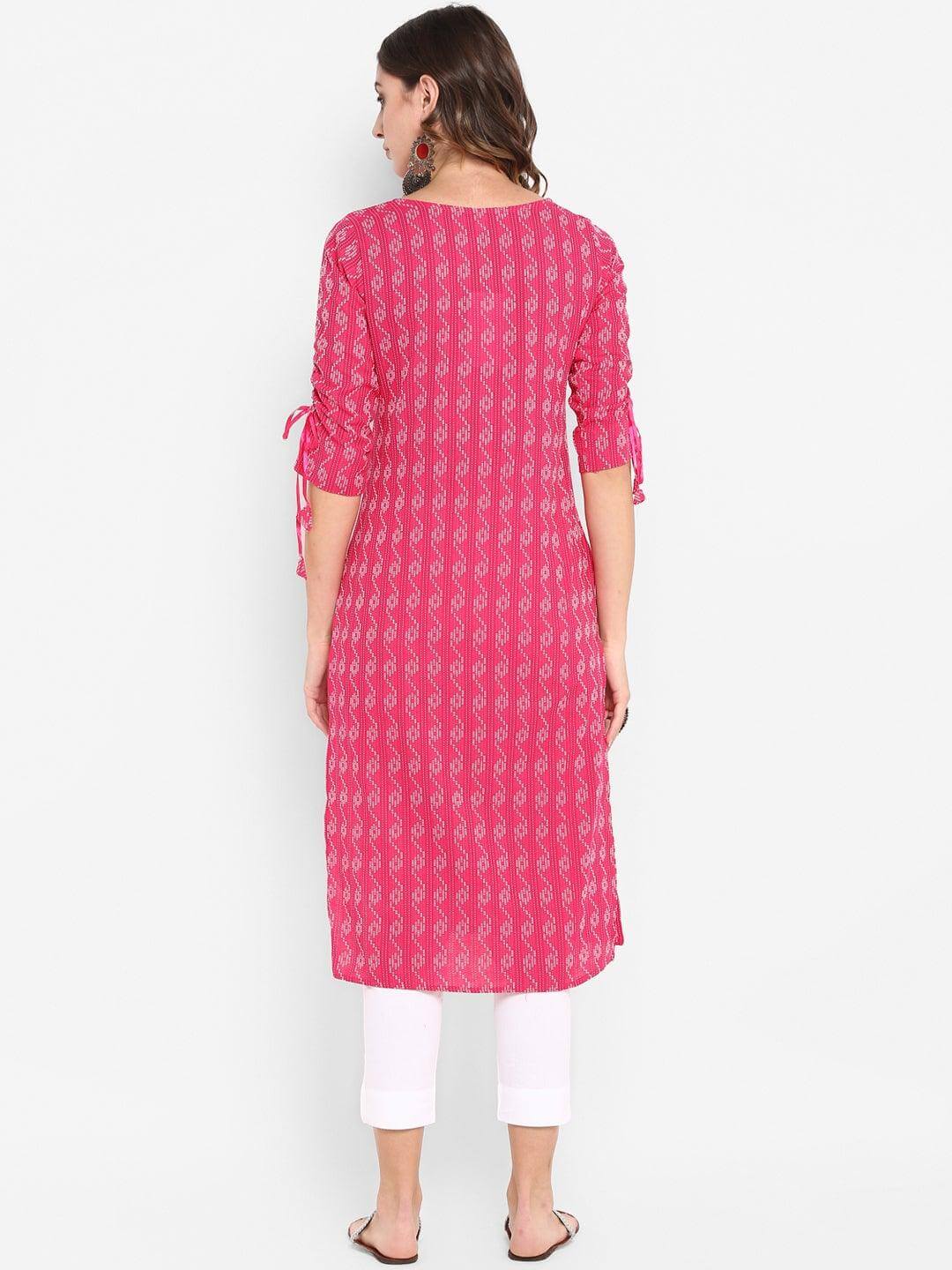 Raani Katha Cotton Kurti- Knee Length - 3405