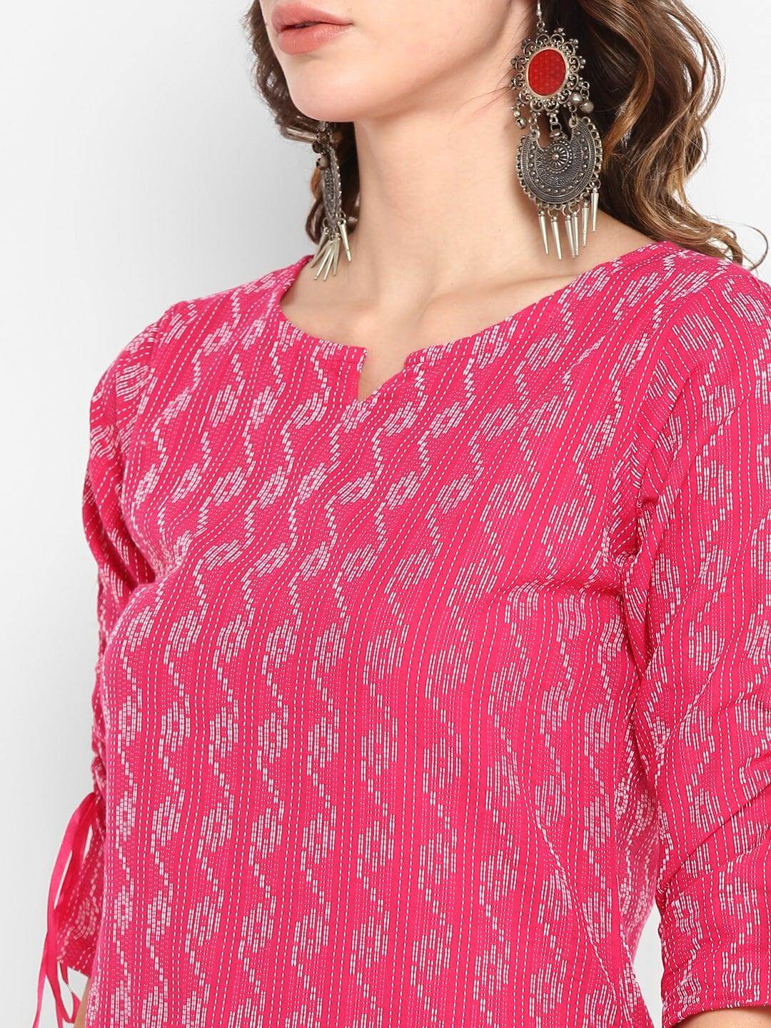 Raani Katha Cotton Kurti- Knee Length - 3405