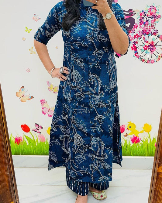 Knee Length - Blue Keri - Cord Sets - Pure Cotton