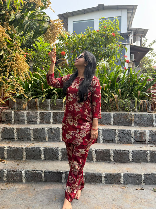 Marigold Red - Cord Set - Soft Rayon