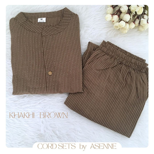 Katha Work - Khakhi Brown - Cord Set - Pure Cotton