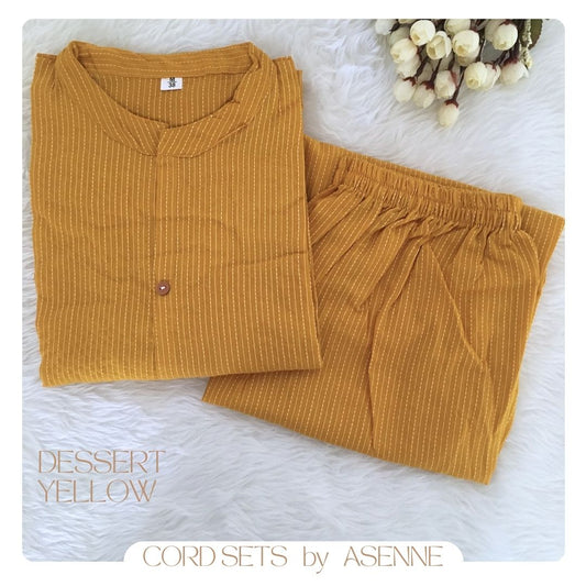 Katha Work - Dessert Yellow - Cord Set - Pure Cotton