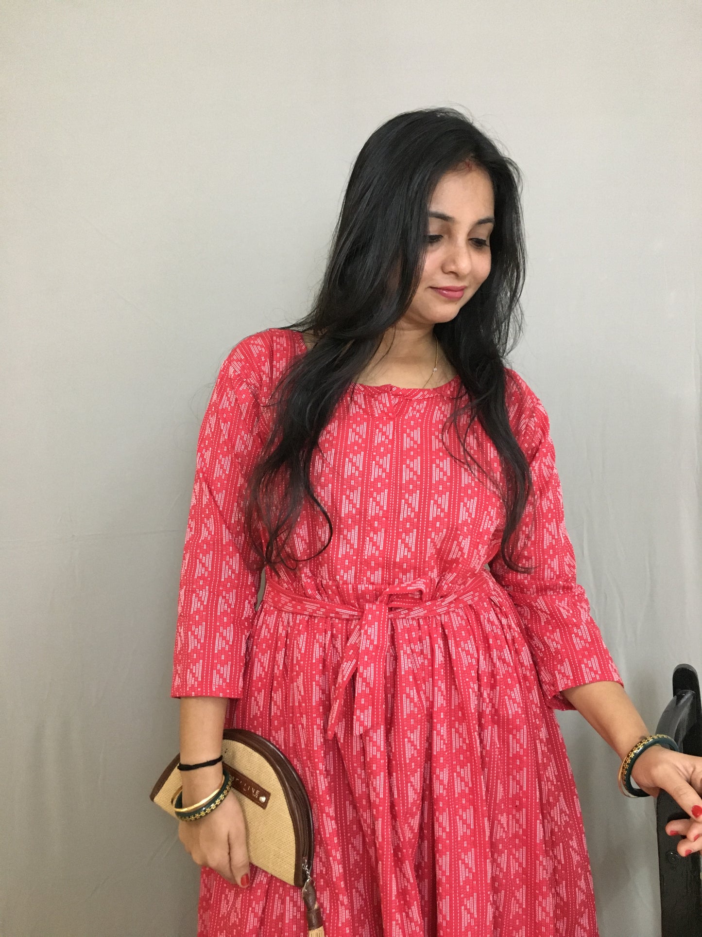 Red Katha - Maternity Kurti with Feeding Zips