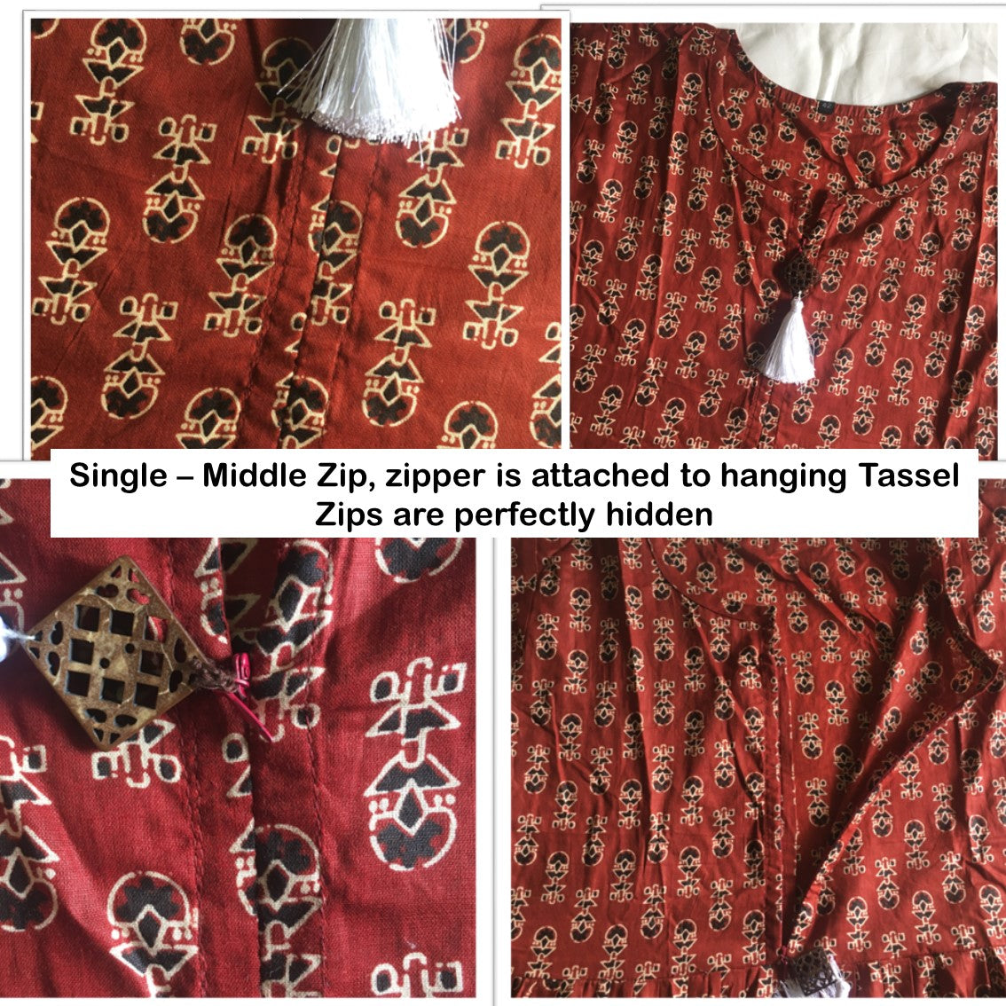 New York Style - Flared Dress - Maternity Suitable - Maroon Cream Ajrakh
