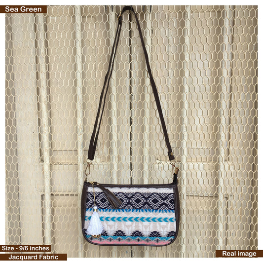 AMARA - Shoulder Bag Cum Sling - Sea Green African Print