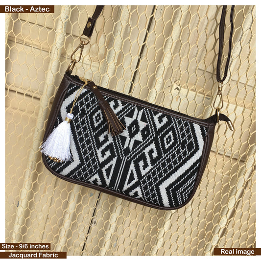 AMARA - Shoulder Bag Cum Sling - Black Aztec