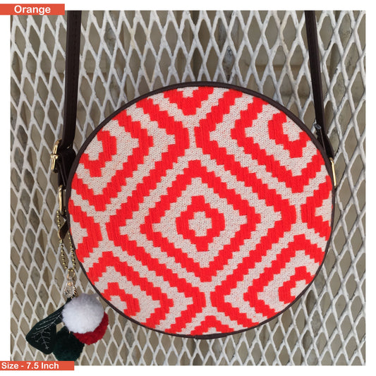 Circle Shape Boho Sling - Orange Square