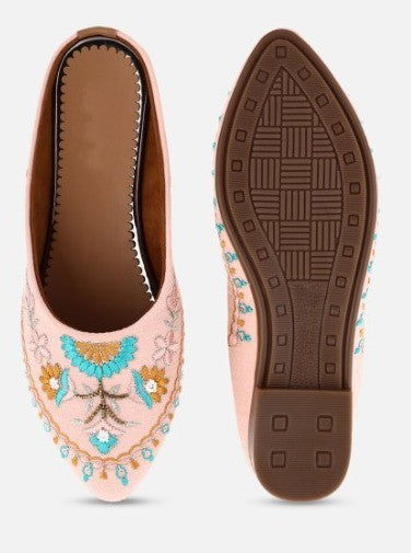 Women Peach-Coloured Printed Ballerinas / Jutti Flats