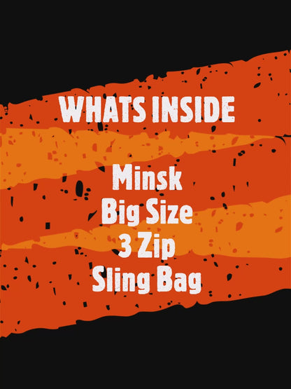 Minsk - 3 zip- Big size - Sling Bag - Black Criscros