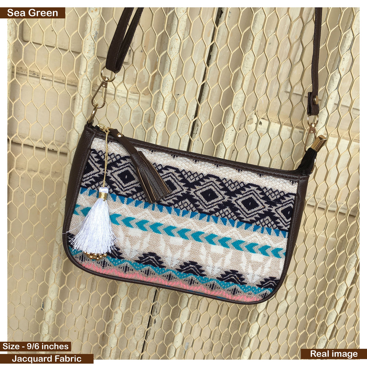 AMARA - Shoulder Bag Cum Sling - Sea Green African Print
