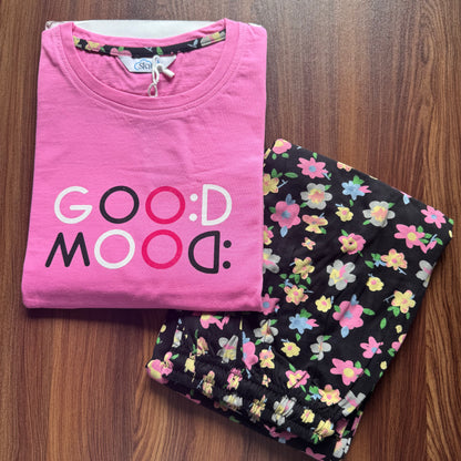 Hosiery Cotton Night Suit - Pink Good Mood