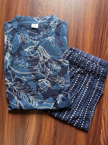 Knee Length - Blue Keri - Cord Sets - Pure Cotton