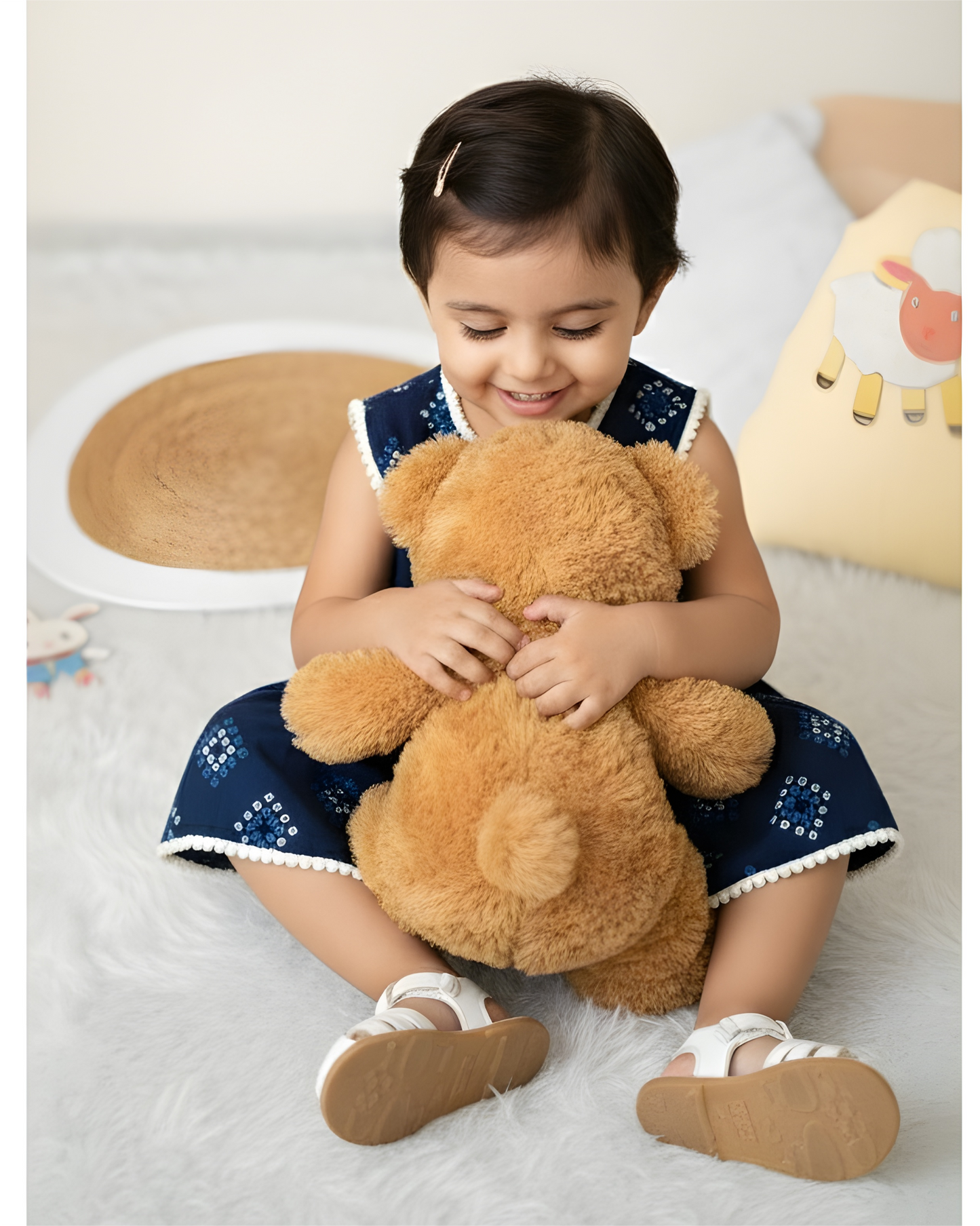 Baby Frock - Blue Square Bandhani