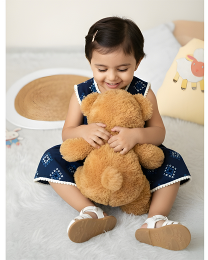 Baby Frock - Blue Square Bandhani