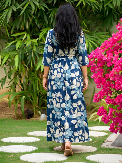 Pastel Blue - Maternity Dress with Feeding Zips - Soft Rayon